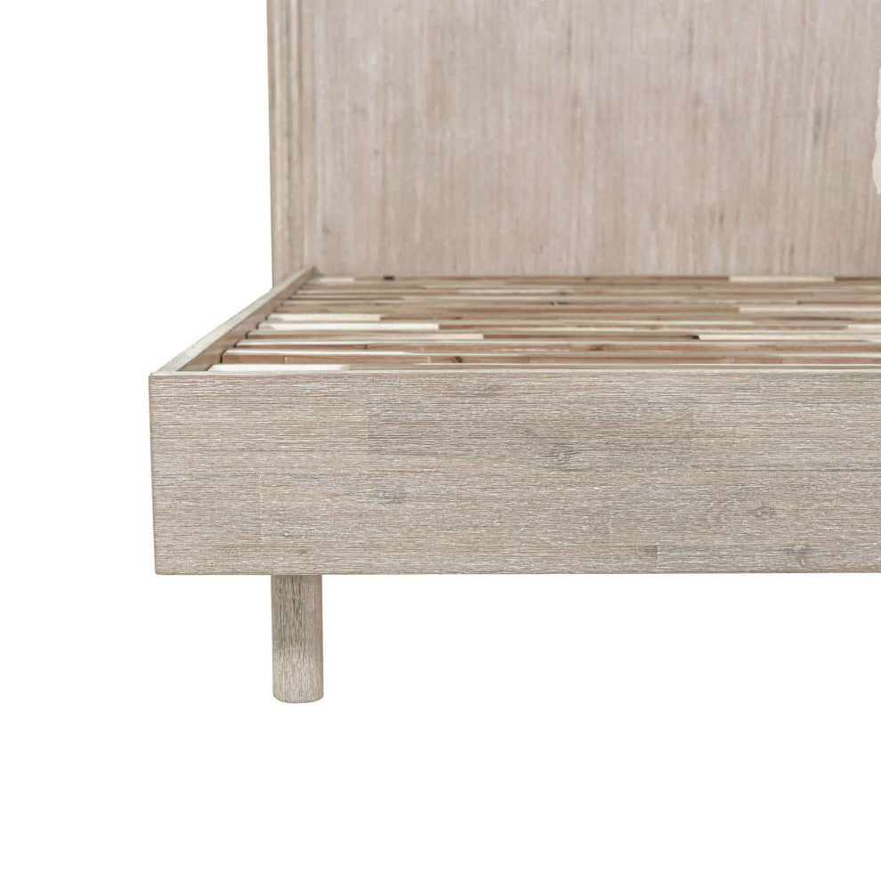 Oasis Acacia Wood Platform Bed, Beige, Single