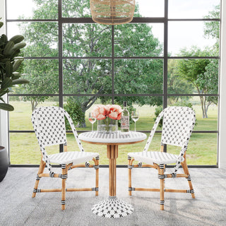 Butler Tenor White & Black Rattan Bistro Table