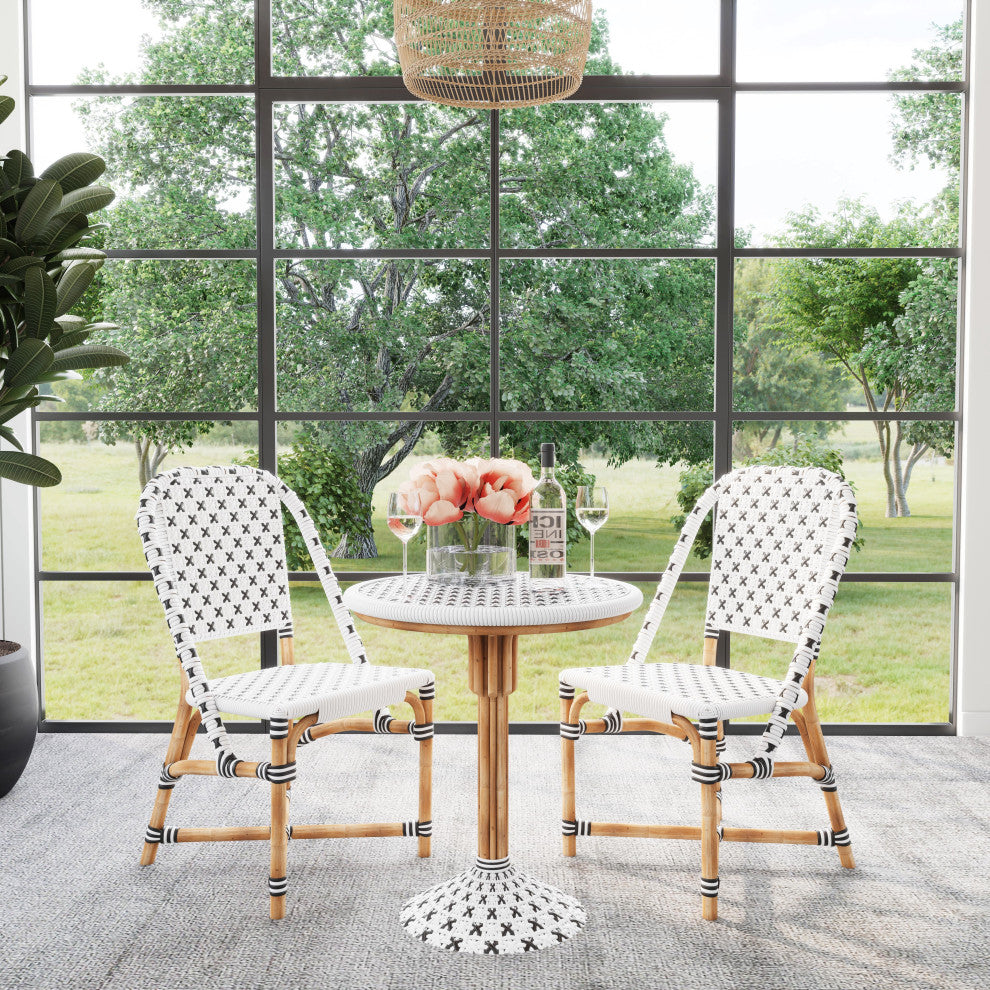 Butler Tenor White & Black Rattan Bistro Table