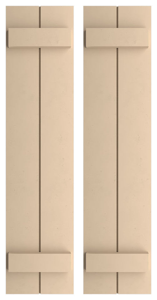 Rustic 2 Board Joined B-N-B Faux Wood Shutters, Smooth, 11x24"