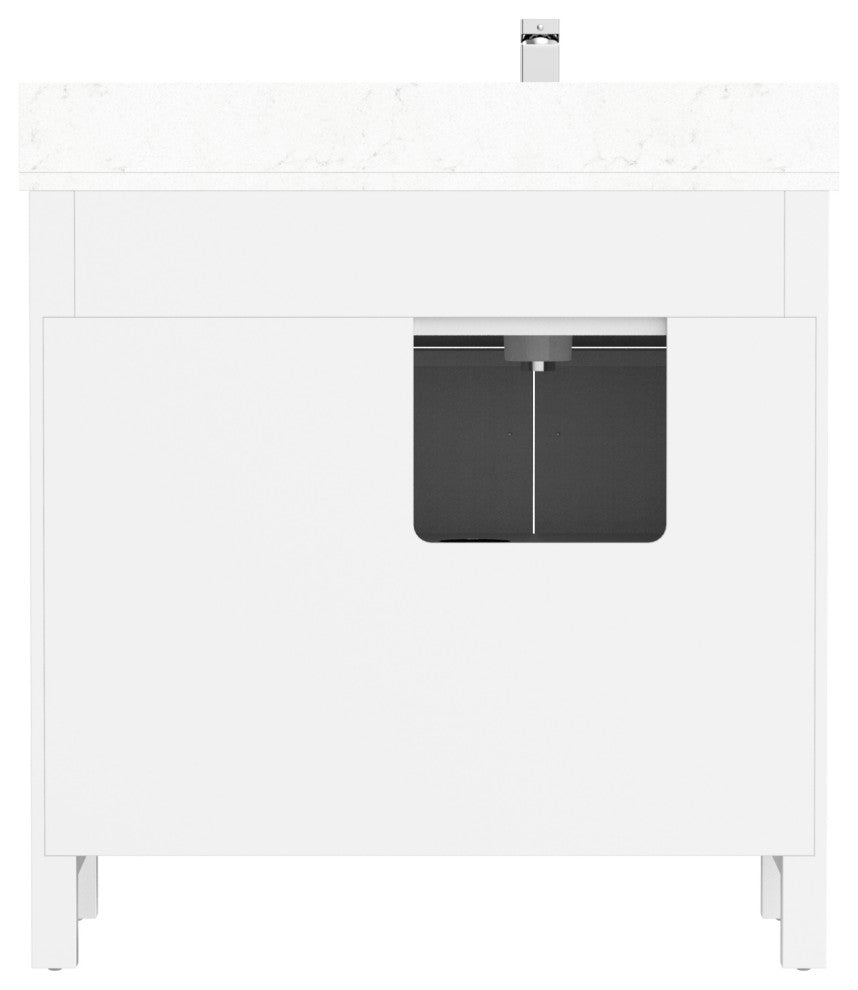 Terrence 36" Vanity with Power Bar and Drawer Organizer, White
