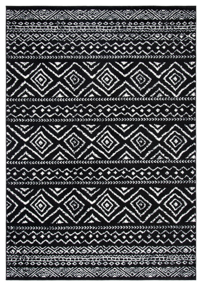Safavieh Tulum Tul267Z Moroccan Rug, Black and Ivory, 2'0"x9'0" Runner