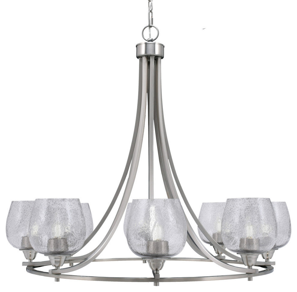 Paramount 8-Light Chandelier, Brushed Nickel, 6" Smoke Bubble Glass