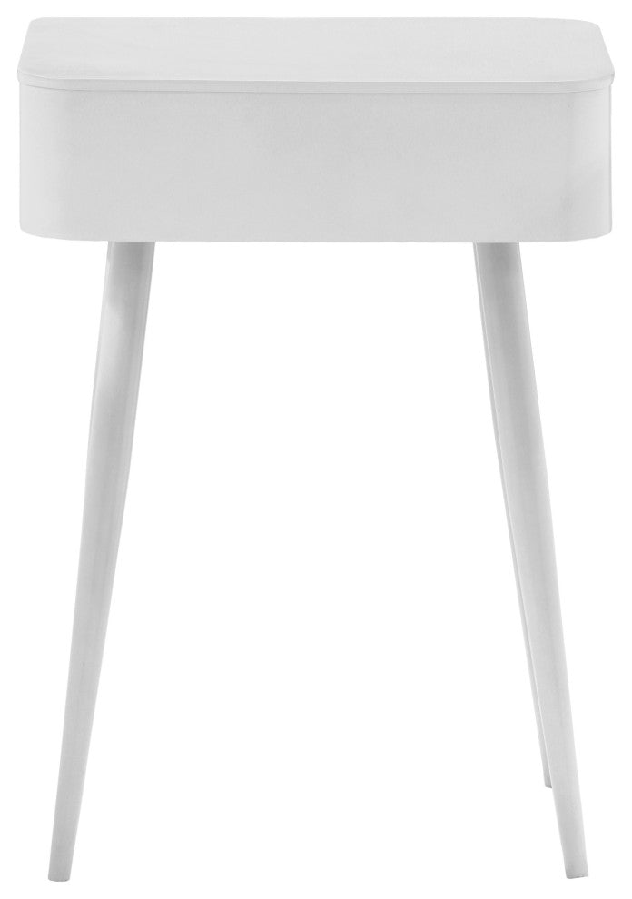 Rylan Iron Night Stand, White, Solid