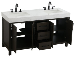 Home Living 60" Double Bathroom Vanity, Mocha Brown