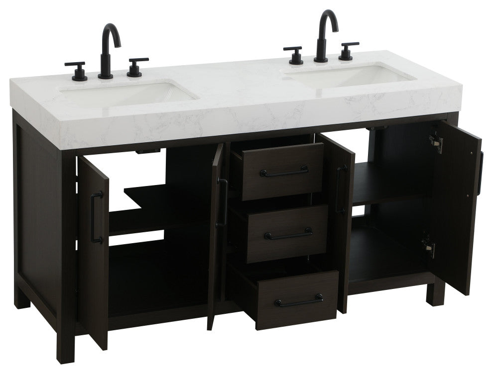 Home Living 60" Double Bathroom Vanity, Mocha Brown