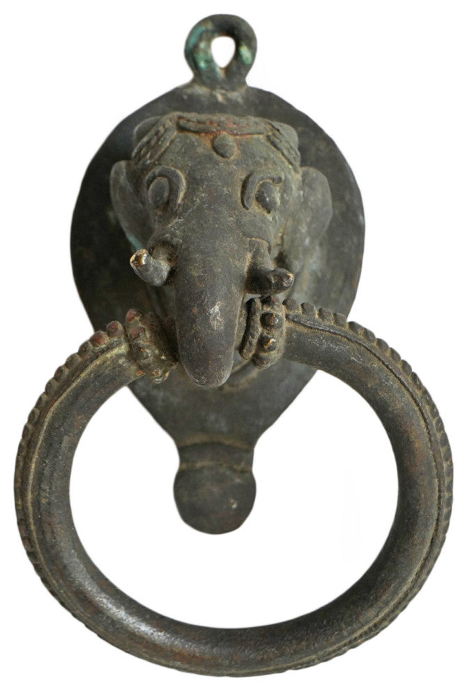Consigned Old Bronze Elephant Door Knocker