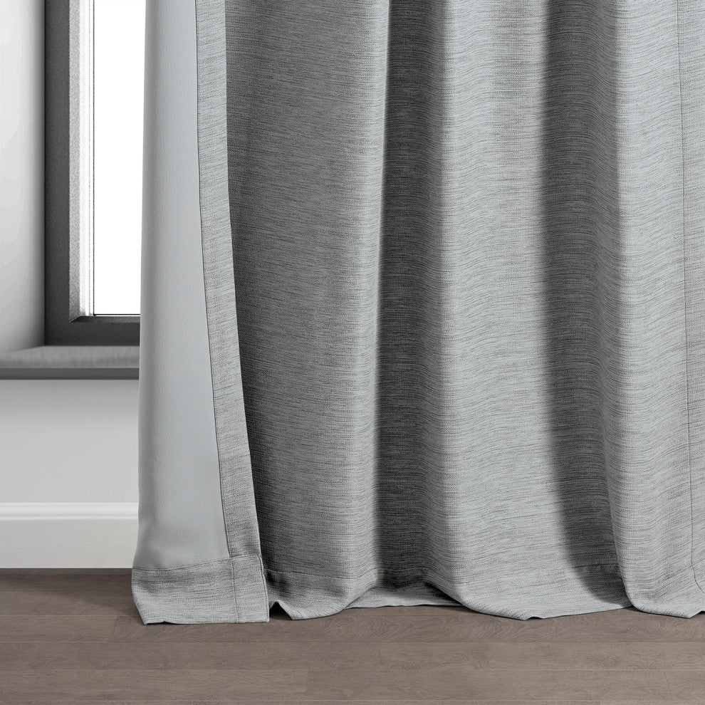 Bellino Blackout Room Darkening Curtain Single Panel, Vista Gray, 50"x96"