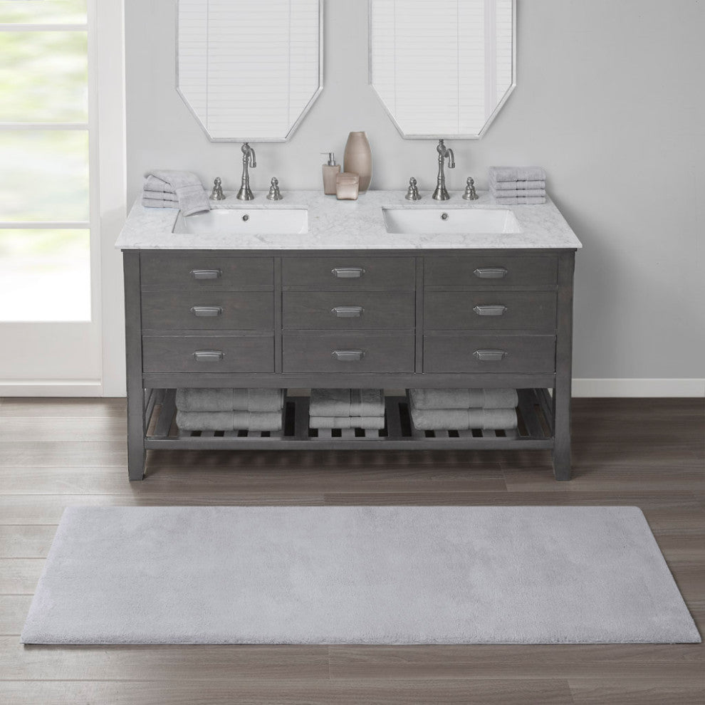 Madison Park Signature Marshmallow Bath Rug, Grey, 20x30"