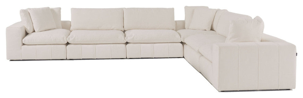 Divani Casa Vicki Modern Ivory Fabric Modular Sectional Sofa