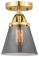 Small Cone Semi-Flush Mount, Satin Gold, Plated Smoke, Plated Smoke