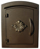 Non-Locking Column Mount Mailbox With "Decorative Scroll Logo", Bronze