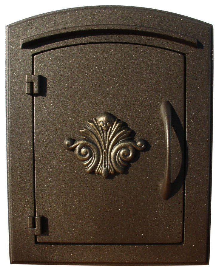 Non-Locking Column Mount Mailbox With "Decorative Scroll Logo", Bronze
