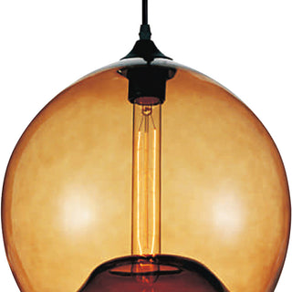 Glass Light Down Mini Pendant, Transparent Amber, 12 Inches