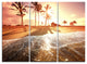 "Colorful Tropical Beach With Palms" Beach Metal Wall Art, 3 Panels, 36"x28"