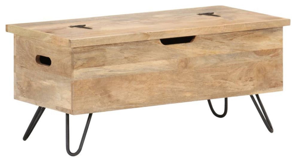 vidaXL Solid Mango Wood Chest 17.7" Storage Box Bench Hall Wooden Cabinet