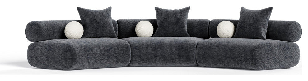 Divani Casa Simpson Dark Grey Fabric Modular Sectional Sofa