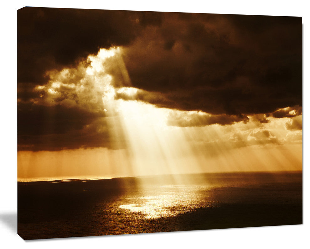 Dramatic Sunset with Sunrays, Landscape Canvas Art Print, 60"x28"