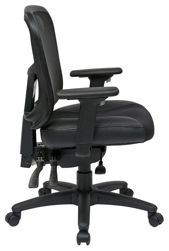 ProGrid High Back Manager Office Chair with Black Leather and Mesh Seat