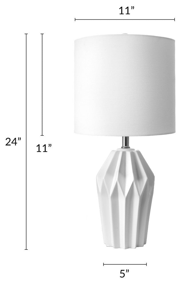 Nuloom 24" Cressida Ribbed Ceramic Linen Shade White, On-Off Switch Table Lamp