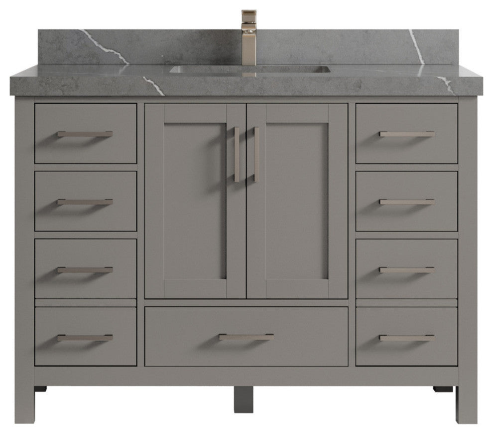 Malibu 48 Single Sink Bath Vanity in Elephant Skin Gray 2" Piatra Gray