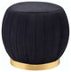 Round Ottoman With Gold Base, Black
