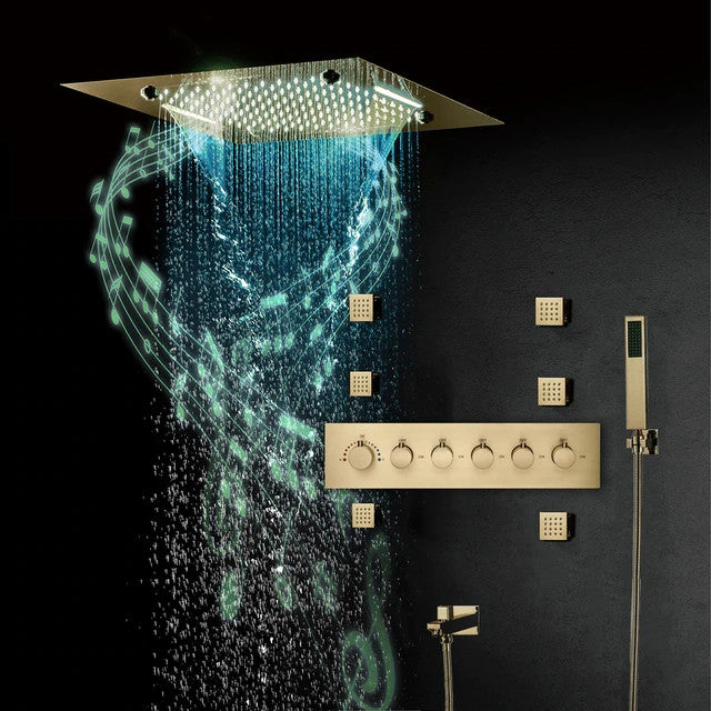 Led Musical Shower System With Hand Shower, Style 3- Touch Panel