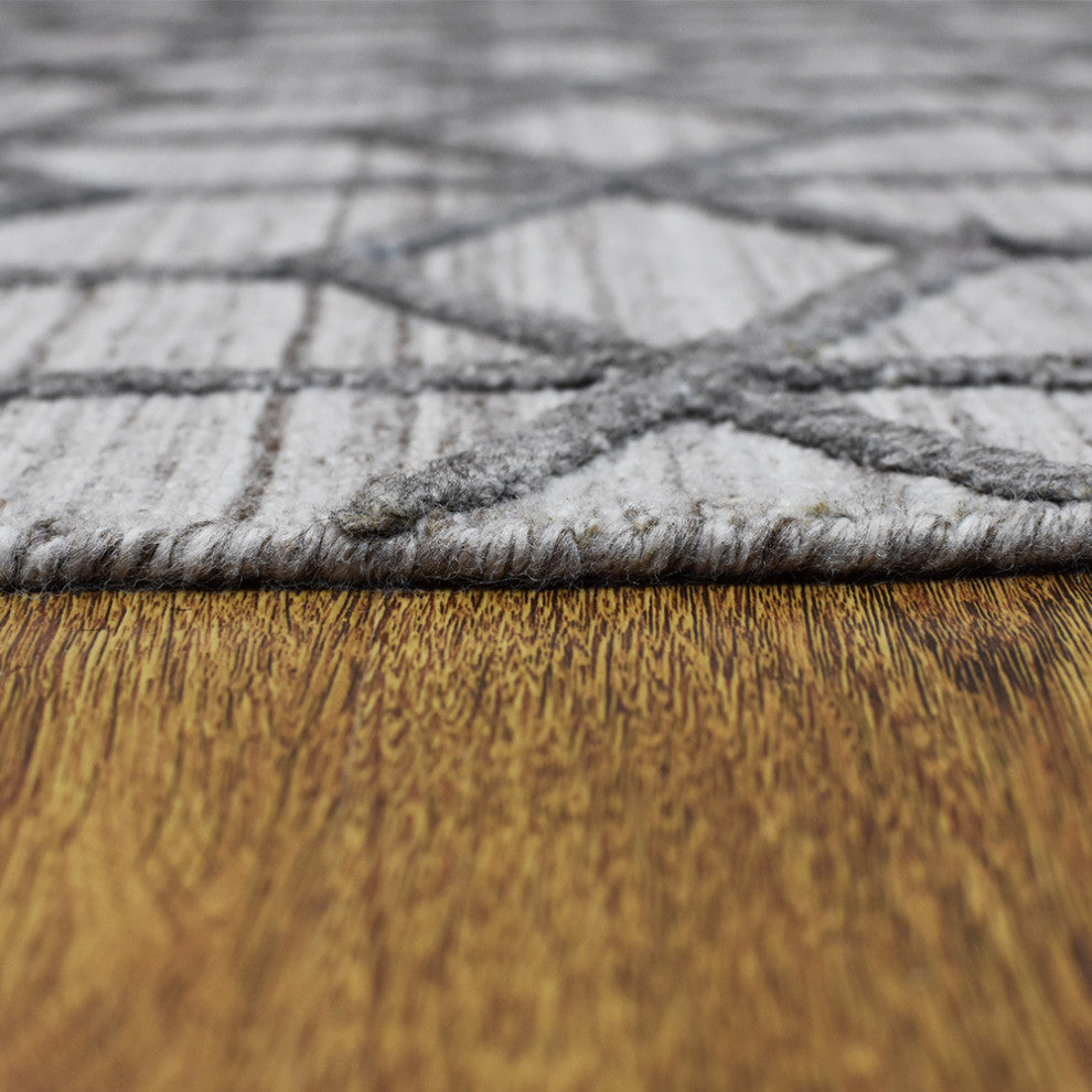 HAND WOVEN FLAT WEAVE KILIM POLYESTER AREA RUGS -Rectangle,Light Gray,Geometric, [Rectangle] 4'x6'