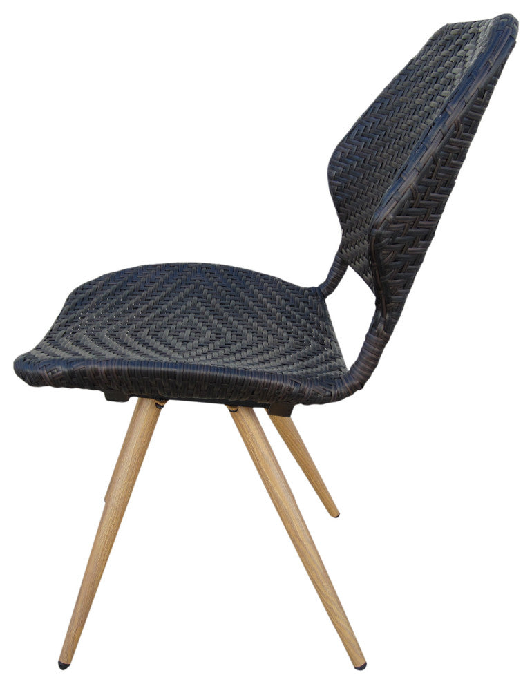 GDF Studio Amaya Outdoor Wicker Dining Chairs With Metal Legs, Set of 2