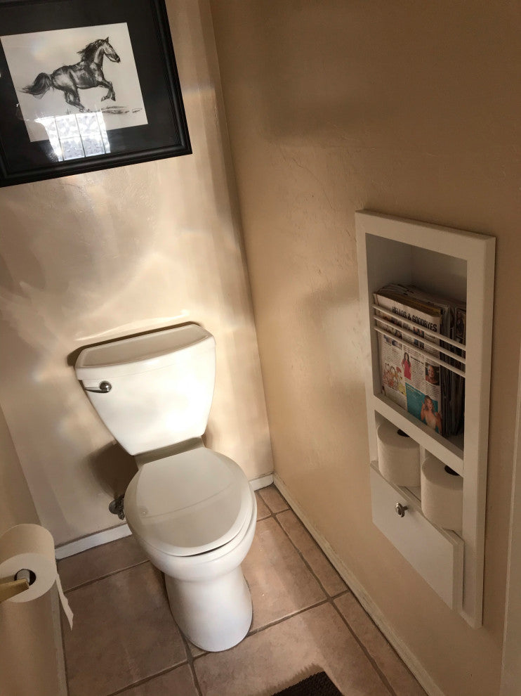 Montclair Combination Toilet Paper Holder Recessed Magazine Rack, White Enamel