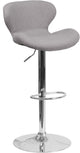 Contemporary Gray Fabric Adjustable Barstool With Chrome Base