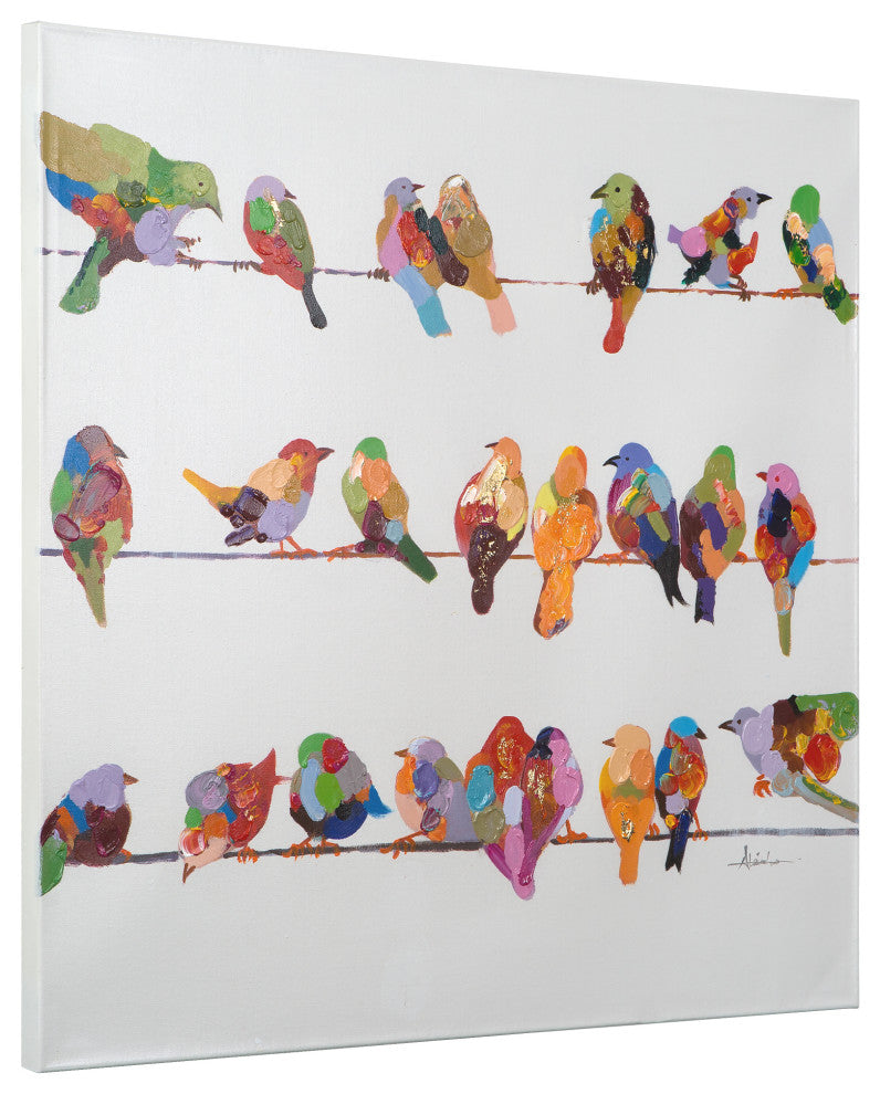 Birds On A Wire Ii Art Painted On Canvas