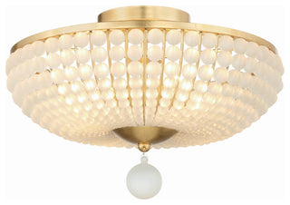 Bella 4-Light Antique Gold Ceiling Mount, Frosted Glass Beads