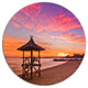 Lifeguard Station In Beautiful Beach, Seashore Disc Metal Wall Art, 36"