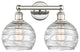 Athens Deco Swirl 2 Light Bathroom Vanity Light, Polished Nickel, Clear Deco