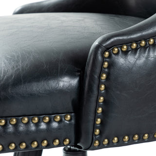 Upholstered Swivel Task Chair With Nailhead Trim, Black