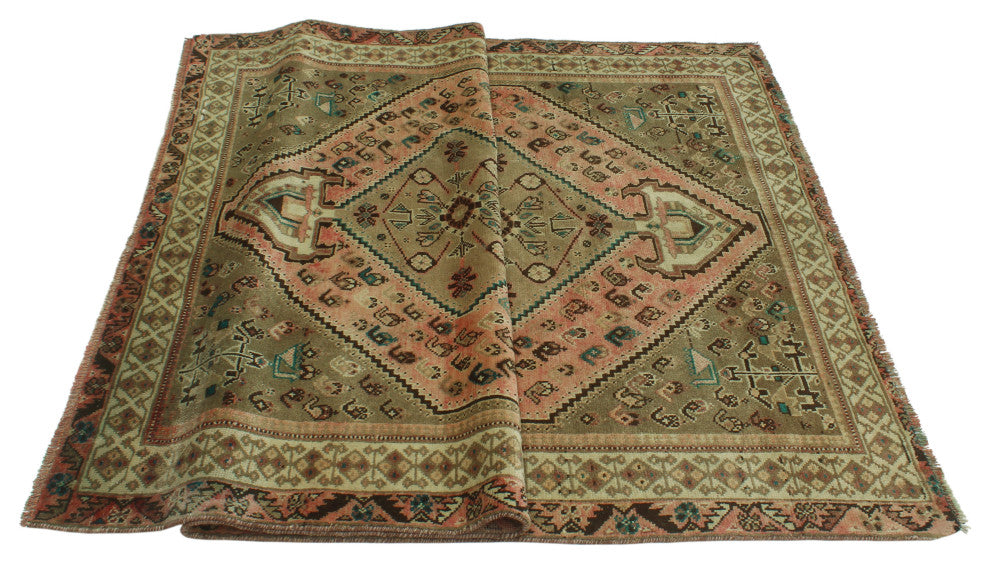 Fine Vintage Distressed Hafize Rose Rug