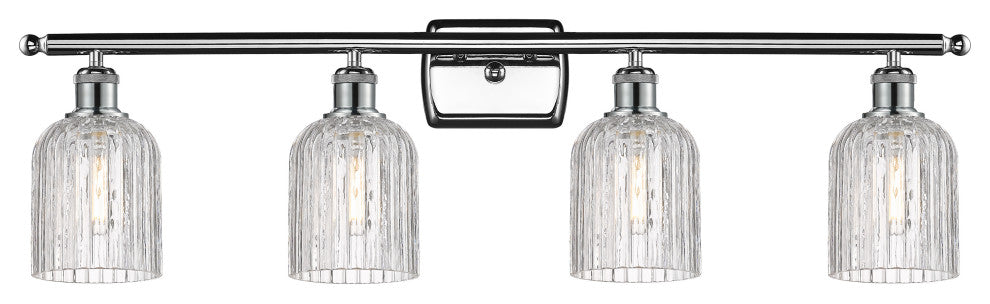 Ballston-Bridal Veil 4-Light 35" Bath Vanity Light, Polished Chrome, Clear
