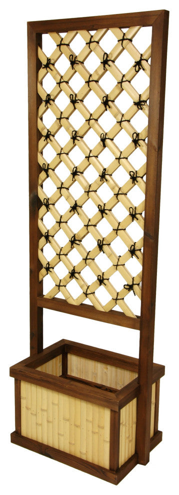 6' Tall Japanese Bamboo Trellis With Planter