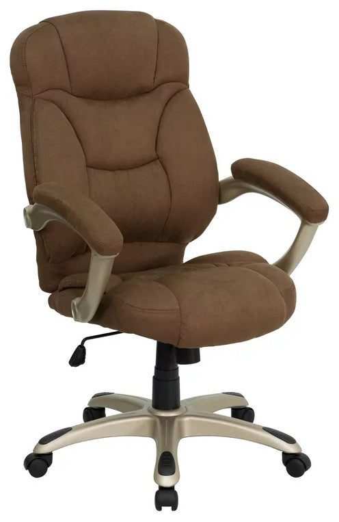 Office Chair, Swivel Design With Comfortable High Backrest , Brown Microfiber