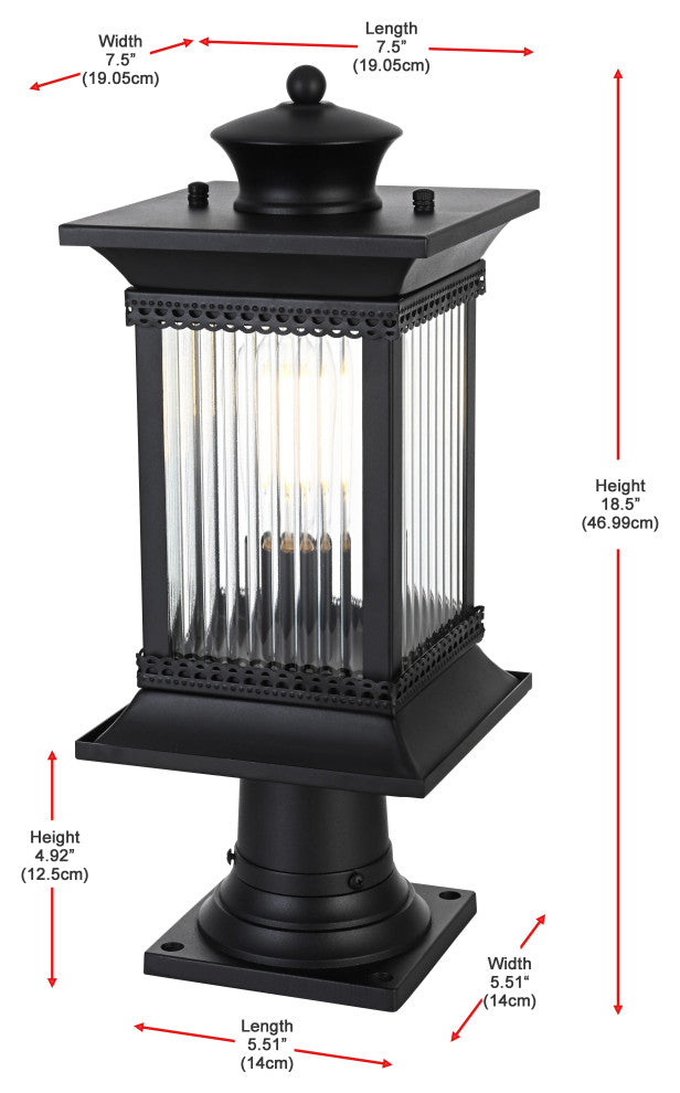 Home Living 7.5" Outdoor Post Light, Black