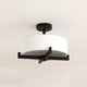 Leo Black Semi-Flush Mount Ceiling Light With White Fabric Shade