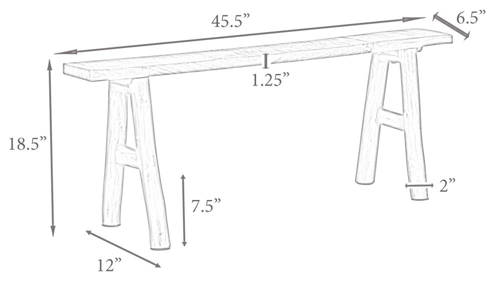 Elaine Acacia Rustic Skinny Bench, Natural by East at Main