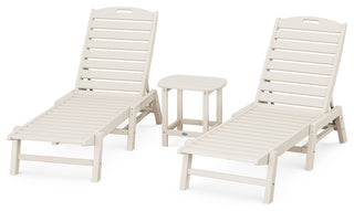 Nautical 3-Piece Chaise Lounge Set, South Beach 18" Side Table, Sand