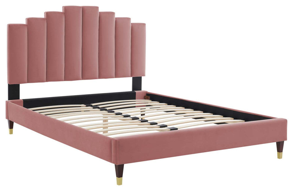 Elise Full Performance Velvet Platform Bed MOD-6874-DUS