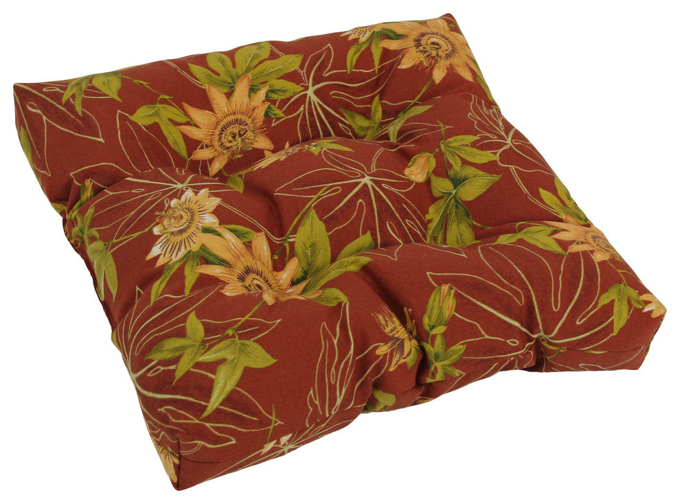 19" Squared Spun Polyester Tufted Dining Chair Cushion, Passion Ruby