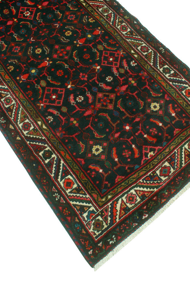 Fine Vintage Distressed Elfaroui Charcoal/Ivory Runner, 3'4 x 12'8