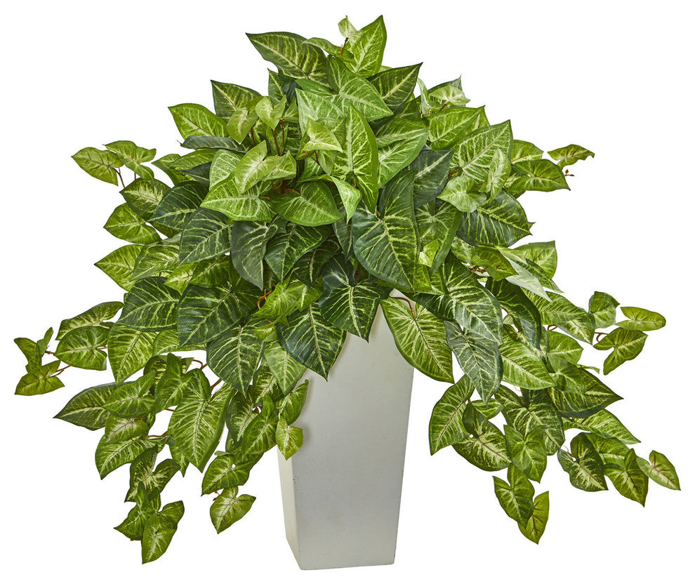 Nephthytis Artificial Plant, White Tower Planter