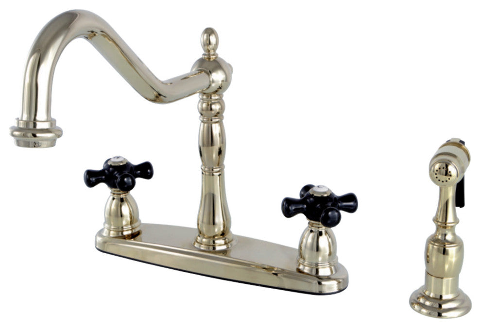 Kingston Brass Centerset Kitchen Faucet, Polished Brass