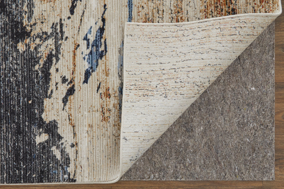 Maxin R39NW Modern/Industrial/Industrial Runner, Ivory/Blue, 2'6"x7'3"